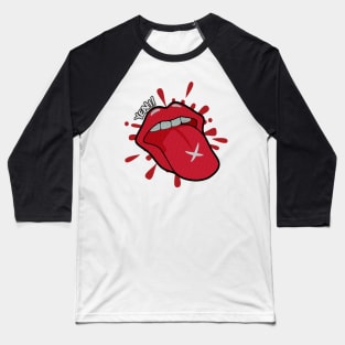 Yeah, Rock &amp; Roll!!. Rock language customized with a cross on the tip and the expression: Yeah!! Stick out your tongue, smile! Baseball T-Shirt